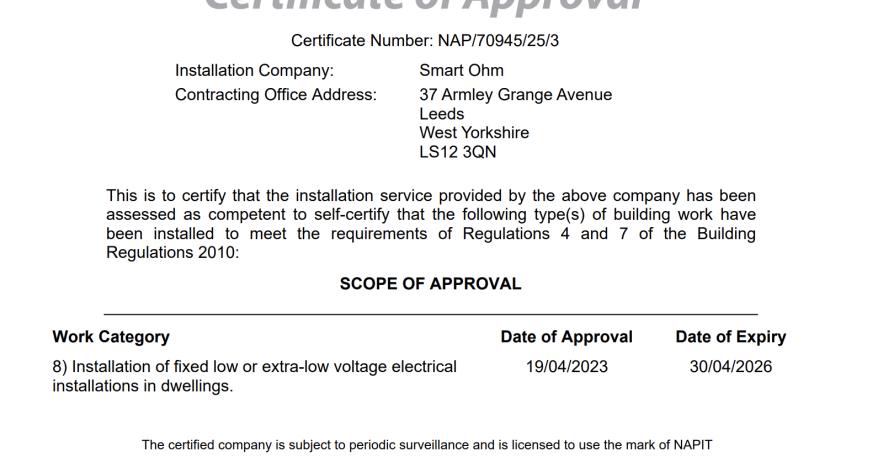 NAPIT Certificate - Competent Person